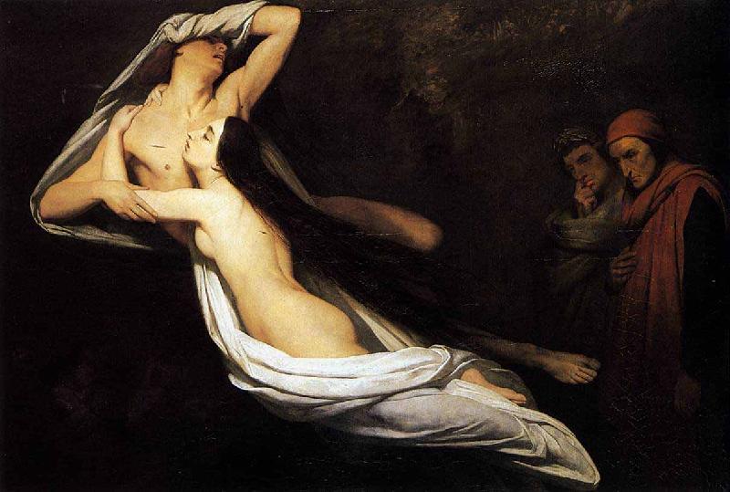 Ary Scheffer Francesca da Rimini and Paolo Malatesta appraised by Dante and Virgil France oil painting art